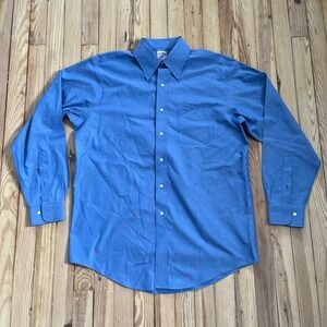 Brooks Brothers 346 Original Polo Button Down Shirt Mens 16 Blue Non Iron Preppy